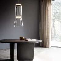 Flos Noctambule Led Suspension Glass Low Cylinder and Cone by Flos Noctambule Led Suspension Glass Low Cylinder and Cone by