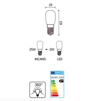 Daylight Italia Bulb T25 LED Dimmable E14 2W - 25W 250lm 2700K