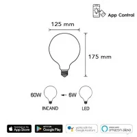 Daylight Italia Lamp Smart Wifi LED Globe Bulb E27 6W 2700K 700