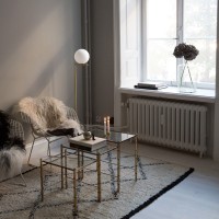 Flos IC F1 Lampada da Terra Ottone e Vetro Soffiato
