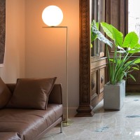 Flos IC F2 Floor Lamp Brass and Blown Glass
