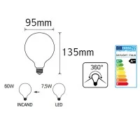 Daylight Italia Lampadina LED Milk Globo 95 E27 7.5W