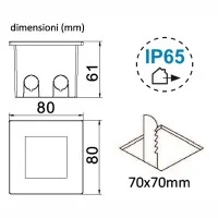 Lampo Segnapasso LED Quadrato Da Incasso 1.5W Acciaio Inox