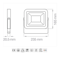 Lampo FLAT Faretto LED RGB 30W Bianco Orientabile Con
