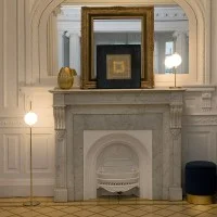 Faro LE VITA Floor Lamp Gold In Aluminum and Opal Crystal