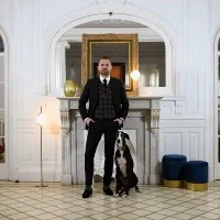 Faro LE VITA Floor Lamp Gold In Aluminum and Opal Crystal