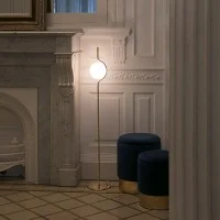 Faro LE VITA Floor Lamp Gold In Aluminum and Opal Crystal