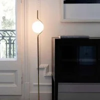 Faro LE VITA Floor Lamp Gold In Aluminum and Opal Crystal