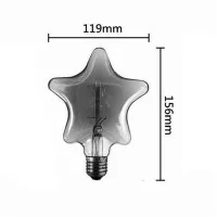 LED Curved Vintage Bulb STAR Shape E27 3W Smoky Gray Glass