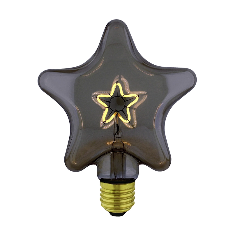 LED Curved Vintage Bulb STAR Shape E27 3W Smoky Gray Glass LED Curved Vintage Bulb STAR Shape E27 3W Smoky Gray Glass