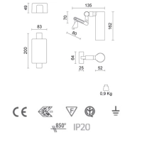 IVela Miniperfetto Broadway 18W LED CRI85 Proiettore Nero da