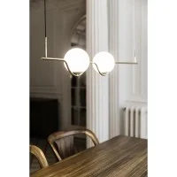 Faro LE VITA Suspension Lamp Gold In Aluminum and Opal Crystal