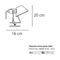 Artemide Tolomeo Micro Pinza Orange Table Wall Lamp Design De