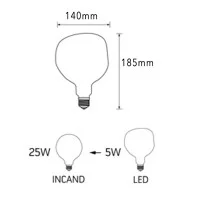 LED Curved Vintage Lamp Globe D.140 BUMPED E27 5W 2000K 150lm