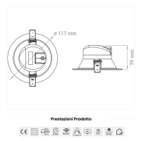 Lampo Faro da incasso LED Tondo SYDNEY TRICOLOR 10W