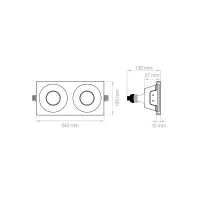 Lampo double round flared recessed plaster spotlight