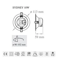 Lampo Faro SYDNEY 10W da Incasso Con Emergenza LED Tondo