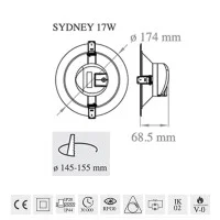 Lampo SYDNEY 17W Emergency LED Recessed Round Downlight