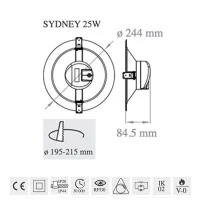 Lampo Faro SYDNEY 25W da Incasso Con Emergenza LED Tondo