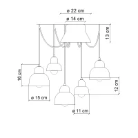 Ferroluce Berimbau Multicolor suspension lamp