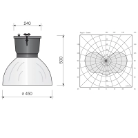 Ideallux Dundi 450 Industrial Bell Suspension 70W G12 In Ideallux Dundi 450 Industrial Bell Suspension 70W G12 In