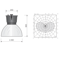 Ideallux Dundi 450 Sospensione Industriale 70W G12 Campana In