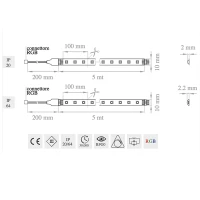 Lampo Strip LED RGB 5050 60led/m 24V 14.4W/mt Reel 5 Meters 72W
