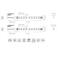 Lampo Strip Striscia LED RGB 5050 60led/m 24V 14.4W/mt Bobina 5