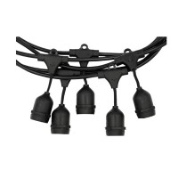 Catena Luminosa Cordoniera nero 10 Portalampada E27 10 metri esterno