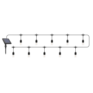 Black outdoor solar light chain including bulbs 9.2mt