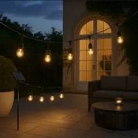 Black outdoor solar light chain including bulbs 9.2mt Black outdoor solar light chain including bulbs 9.2mt