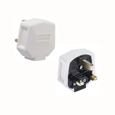 Presa Spina Inglese UK 13A 2P+T Bianco Maschio Di Rete