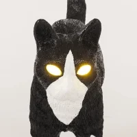 Seletti Blow Cat floor black and white lamp