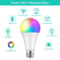 Multicolour Wifi Smart RGB White LED Bulb 900lm Amazon Alexa