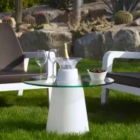 Slide Peak luminous side table with round top