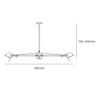 Artemide Tolomeo Suspension Two Arms Aluminum Color By Michele