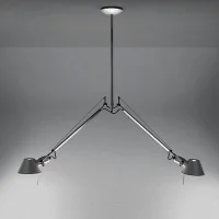 Artemide Tolomeo Sospensione Due Bracci Colore Alluminio By