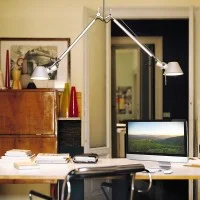 Artemide Tolomeo Suspension Two Arms Aluminum Color By Michele