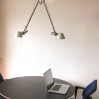 Artemide Tolomeo Suspension Two Arms Aluminum Color By Michele