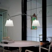 Artemide Tolomeo Basculante Suspension Two Arms Satin Diffusers