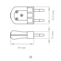 Lampo Presa Spina 10A 2P Poli 250V Maschio Connettore di