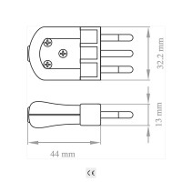 Lampo Presa Spina 10A 2P+T Poli 250V Maschio Connettore di