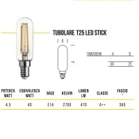Bot Lighting Shot Lampadina E14 Tubolare T25 LED 4,5W Luce