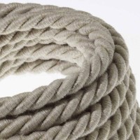 Cavo Elettrico Cordone XL In Lino Naturale 3x Trecciato A