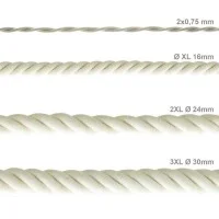 Electric Cable XL Natural Cotton Cord 3x Spiral Braided 300 / Electric Cable XL Natural Cotton Cord 3x Spiral Braided 300 /
