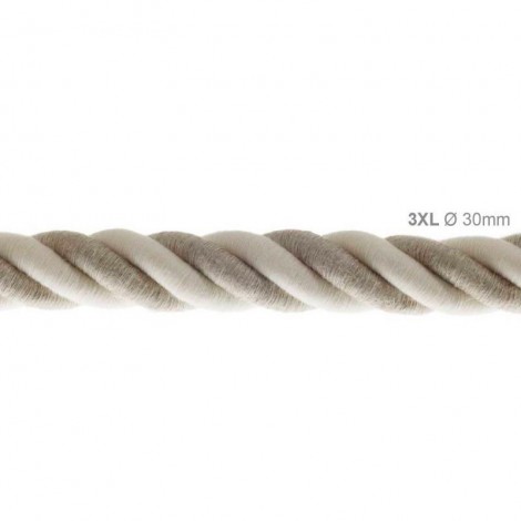 Electric Cable XL Natural Linen / Cotton Cord 3x Spiral Braided