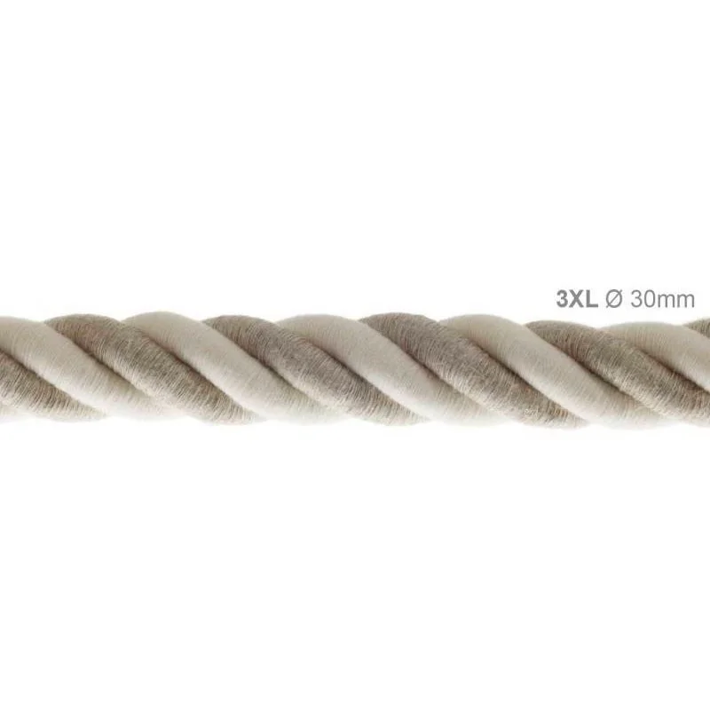 Electric Cable XL Natural Linen / Cotton Cord 3x Spiral Braided Electric Cable XL Natural Linen / Cotton Cord 3x Spiral Braided