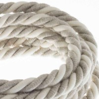 Electric Cable XL Natural Linen / Cotton Cord 3x Spiral Braided