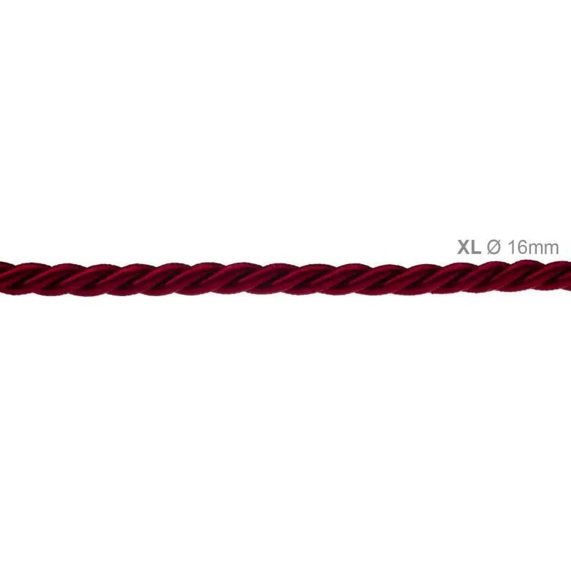 Cavo Elettrico Cordone XL In Bordeaux Lucido 3x Trecciato A