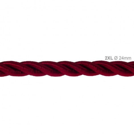 Cavo Elettrico Cordone XL In Bordeaux Lucido 3x Trecciato A